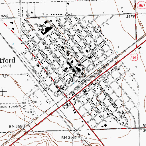Topographic Map of Stratford Post Office, TX