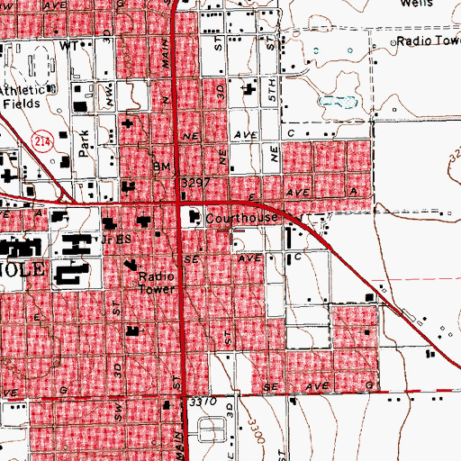 Topographic Map of Seminole Post Office, TX