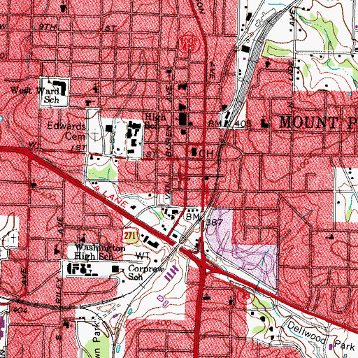 Topographic Map of Mount Pleasant Post Office, TX