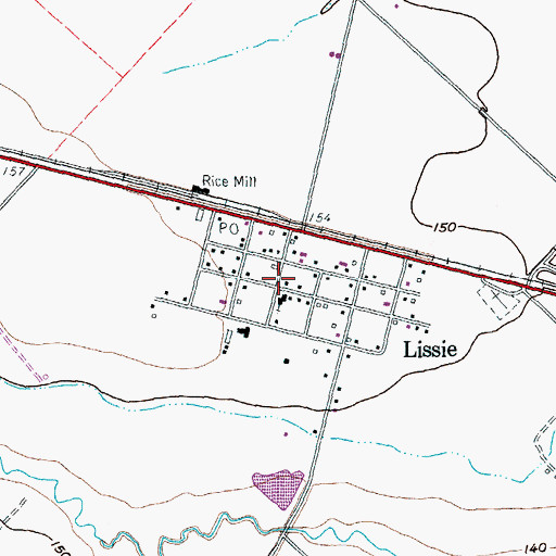 Topographic Map of Lissie Post Office, TX