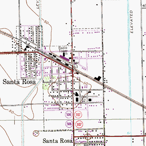 Topographic Map of Santa Rosa Post Office, TX