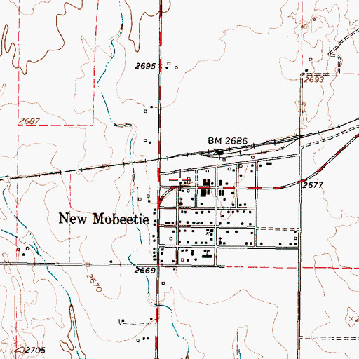 Topographic Map of Mobeetie Post Office, TX