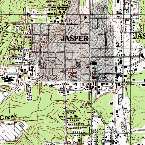 Topographic Map of Jasper Post Office, TX