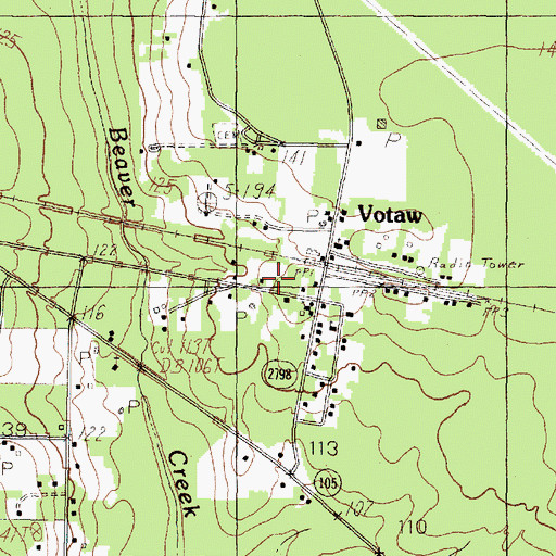 Topographic Map of Votaw Post Office, TX