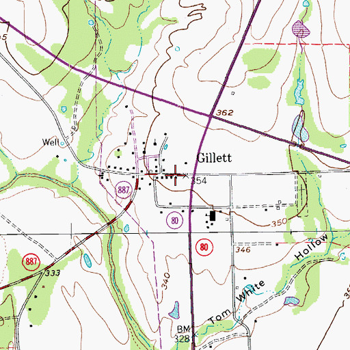 Topographic Map of Gillett Post Office, TX