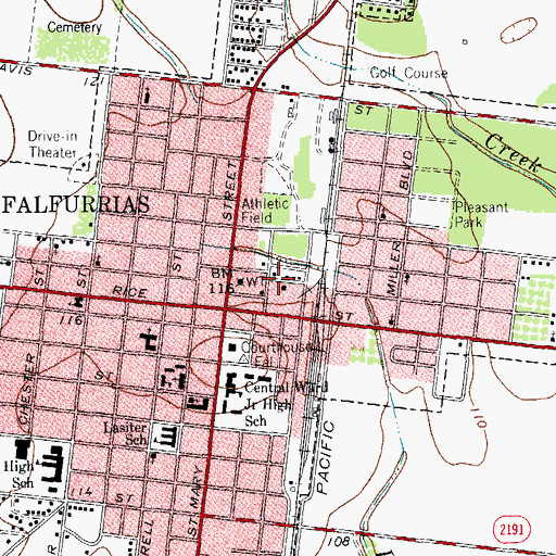 Topographic Map of Falfurrias Post Office, TX