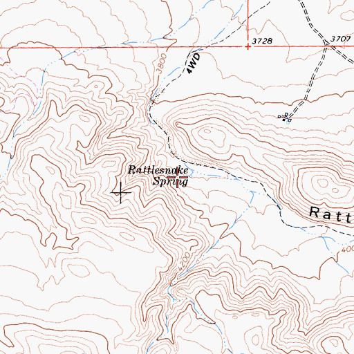 Topographic Map of Rattlesnake Spring, CA