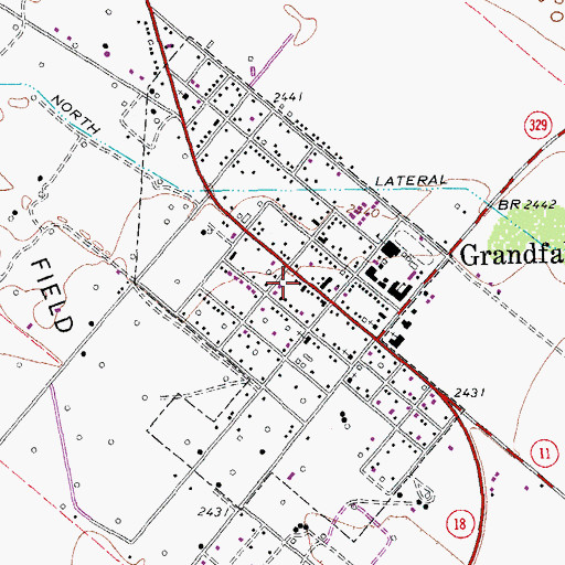 Topographic Map of Grandfalls Post Office, TX