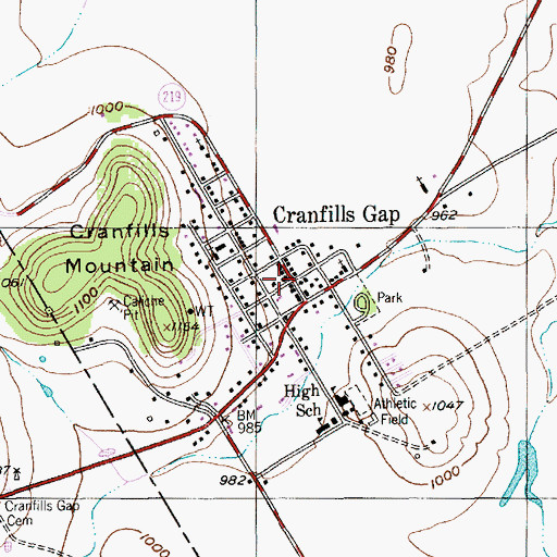 Topographic Map of Cranfills Gap Post Office, TX