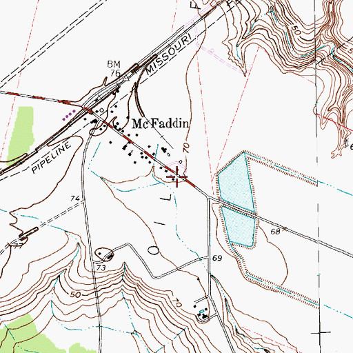Topographic Map of McFaddin Post Office, TX