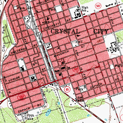 Topographic Map of Crystal City Post Office, TX