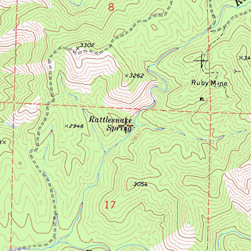 Topographic Map of Rattlesnake Spring, CA