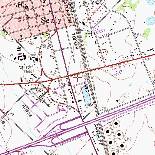 Topographic Map of Sealy Post Office, TX