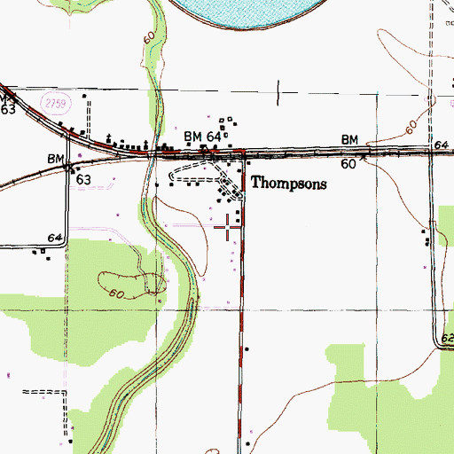 Topographic Map of Thompsons Post Office, TX