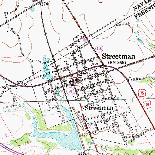 Topographic Map of Streetman Post Office, TX