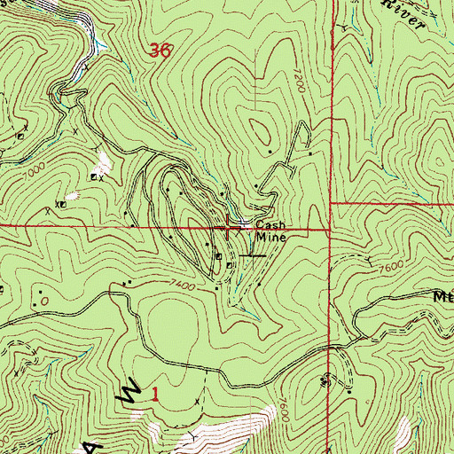 Topographic Map of Cash Mine, AZ