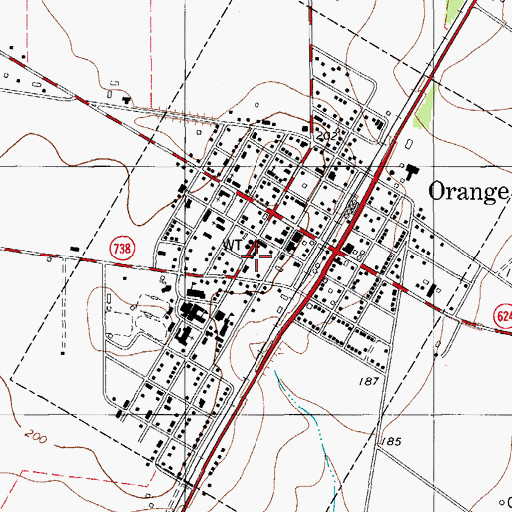 Topographic Map of Orange Grove Post Office, TX