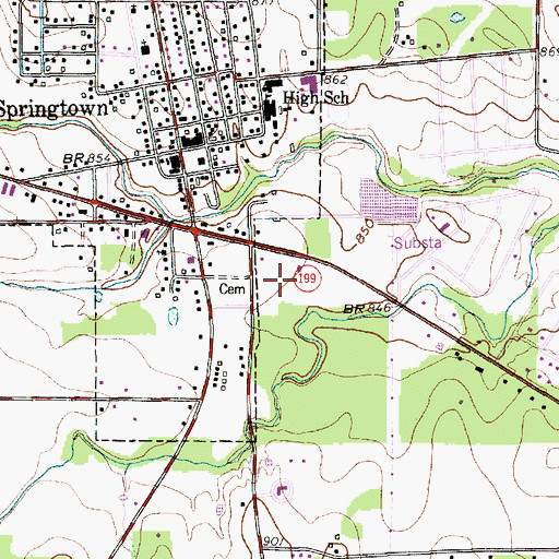 Topographic Map of Springtown Post Office, TX