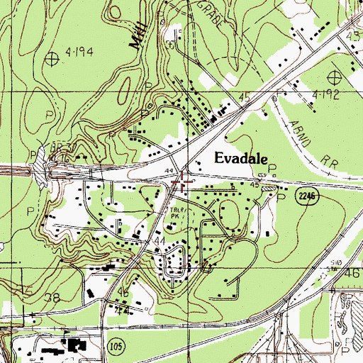 Topographic Map of Evadale Post Office, TX