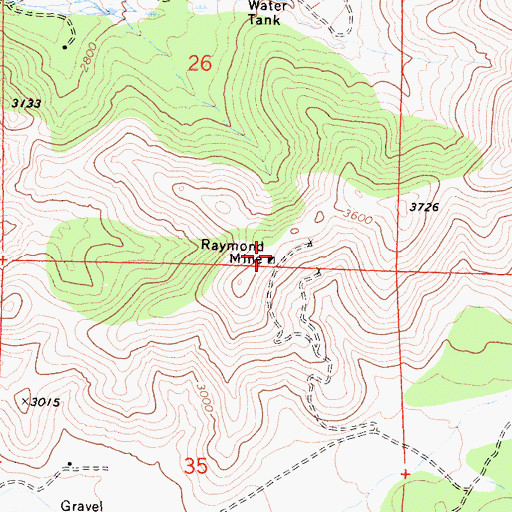 Topographic Map of Raymond Mine, CA