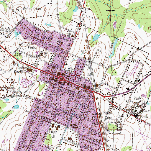 Topographic Map of Bellville Post Office, TX