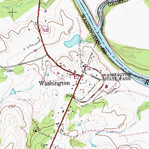 Topographic Map of Washington Post Office, TX