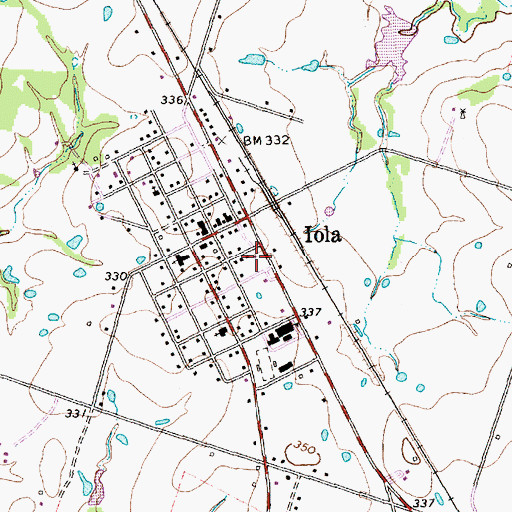 Topographic Map of Iola Post Office, TX