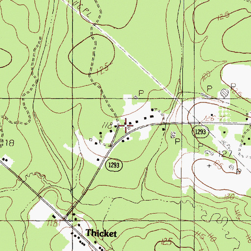Topographic Map of Thicket Post Office, TX