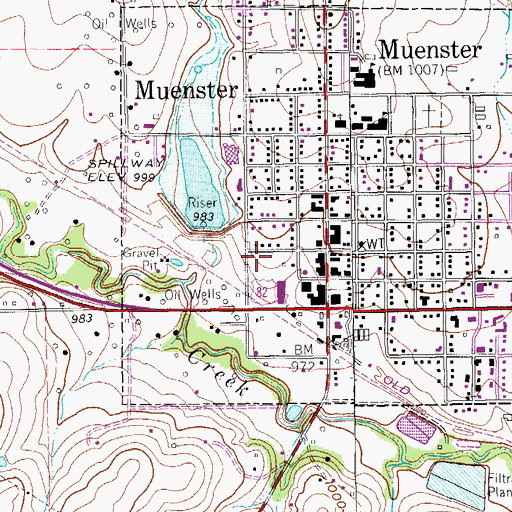 Topographic Map of Muenster Post Office, TX