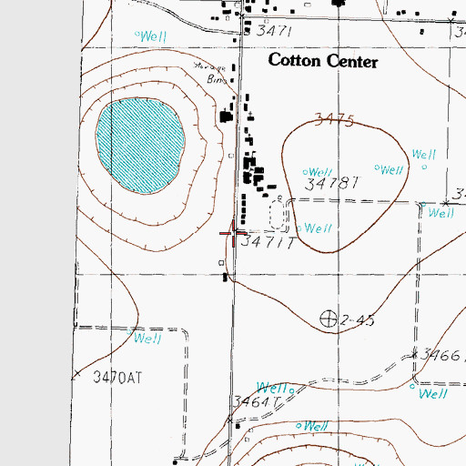 Topographic Map of Cotton Center Post Office, TX