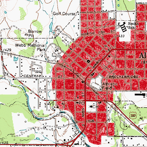 Topographic Map of Albany Post Office, TX