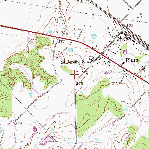 Topographic Map of Plum Post Office, TX