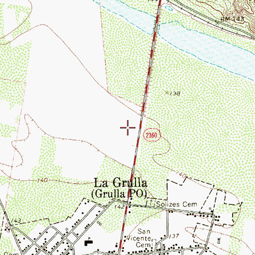 Topographic Map of Grulla Post Office, TX