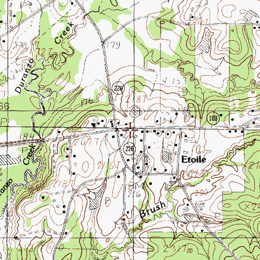 Topographic Map of Etoile Post Office, TX