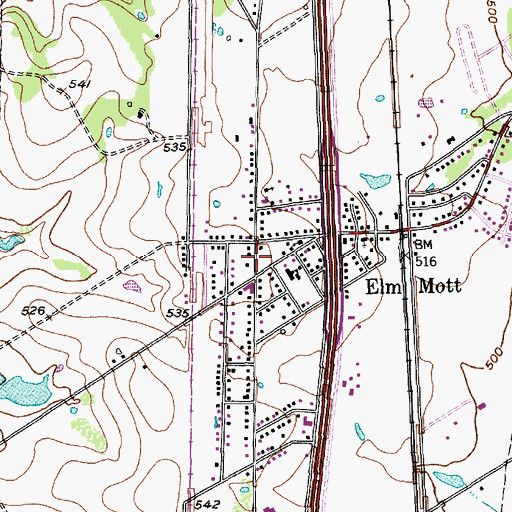 Topographic Map of Elm Mott Post Office, TX