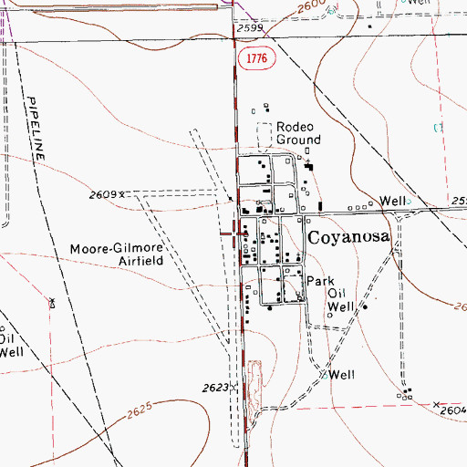 Topographic Map of Coyanosa Post Office, TX