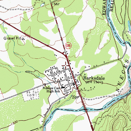 Topographic Map of Barksdale Post Office, TX