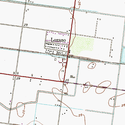 Topographic Map of Lozano Post Office, TX