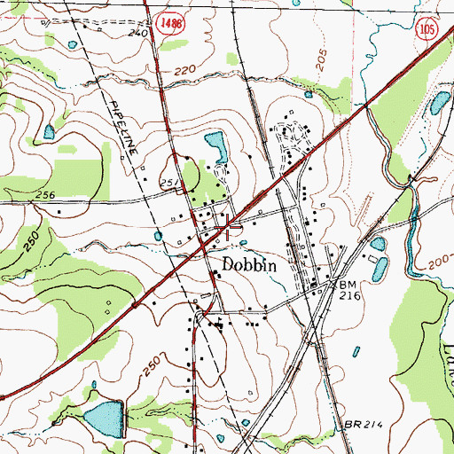 Topographic Map of Dobbin Post Office, TX