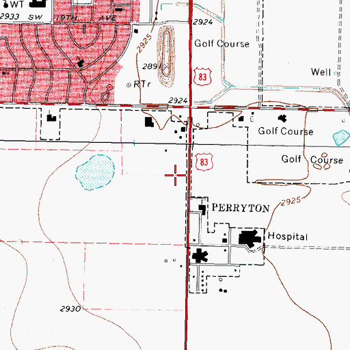Topographic Map of Perryton Post Office, TX
