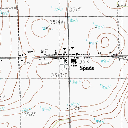 Topographic Map of Spade Post Office, TX