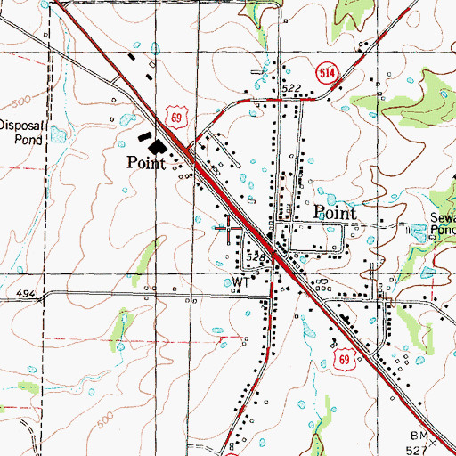 Topographic Map of Point Post Office, TX