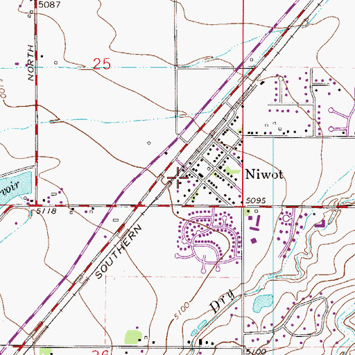 Topographic Map of Niwot Post Office, CO