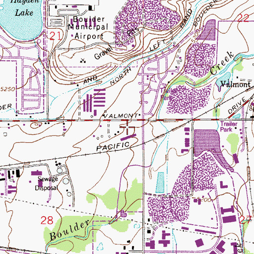 Topographic Map of Valmont Post Office, CO