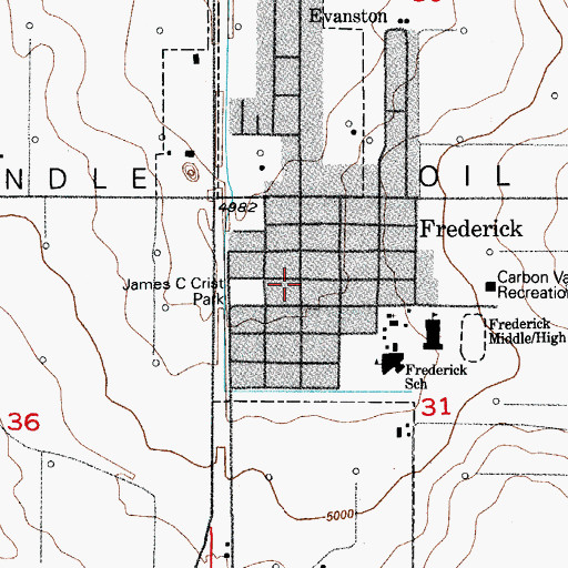 Topographic Map of Frederick Post Office, CO