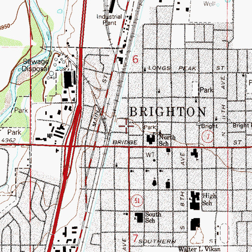Topographic Map of Brighton Post Office, CO