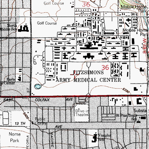 Topographic Map of Anschutz Cancer Pavilion, CO
