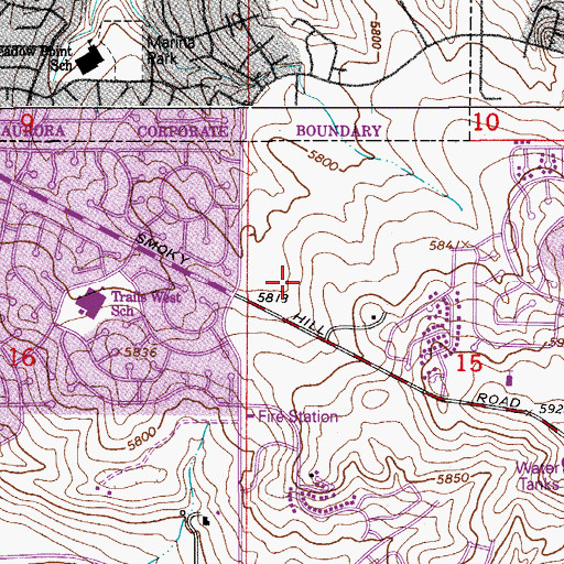 Topographic Map of Tower Post Office, CO