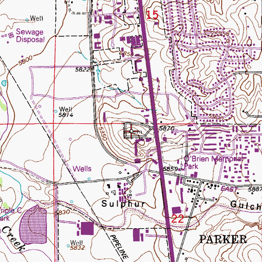 Topographic Map of Parker Cemetery, CO
