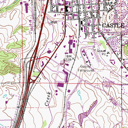 Topographic Map of Castle Rock Post Office, CO